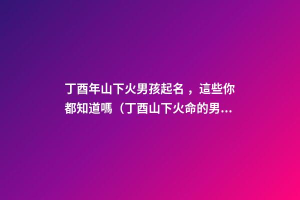 丁酉年山下火男孩起名，這些你都知道嗎（丁酉山下火命的男孩）